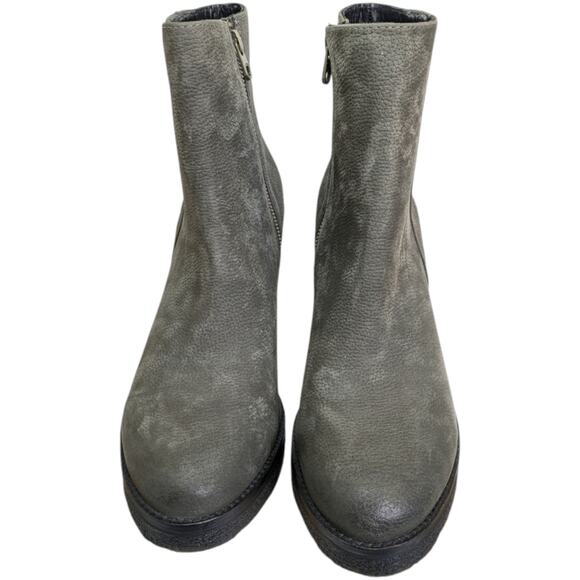 Liebeskind Booties Womens 8.5 EU 39 Gray Nubuck Leather Platform Block Heel Side - Picture 7 of 12